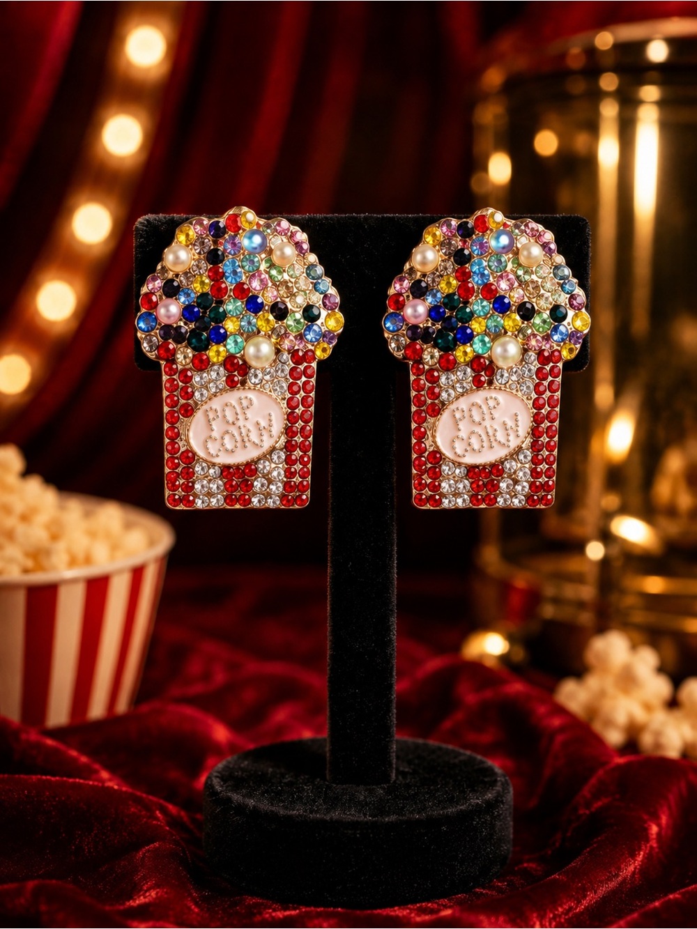 Eleanor ShuMark Multicolor Rhinestone Popcorn Earrings NWT